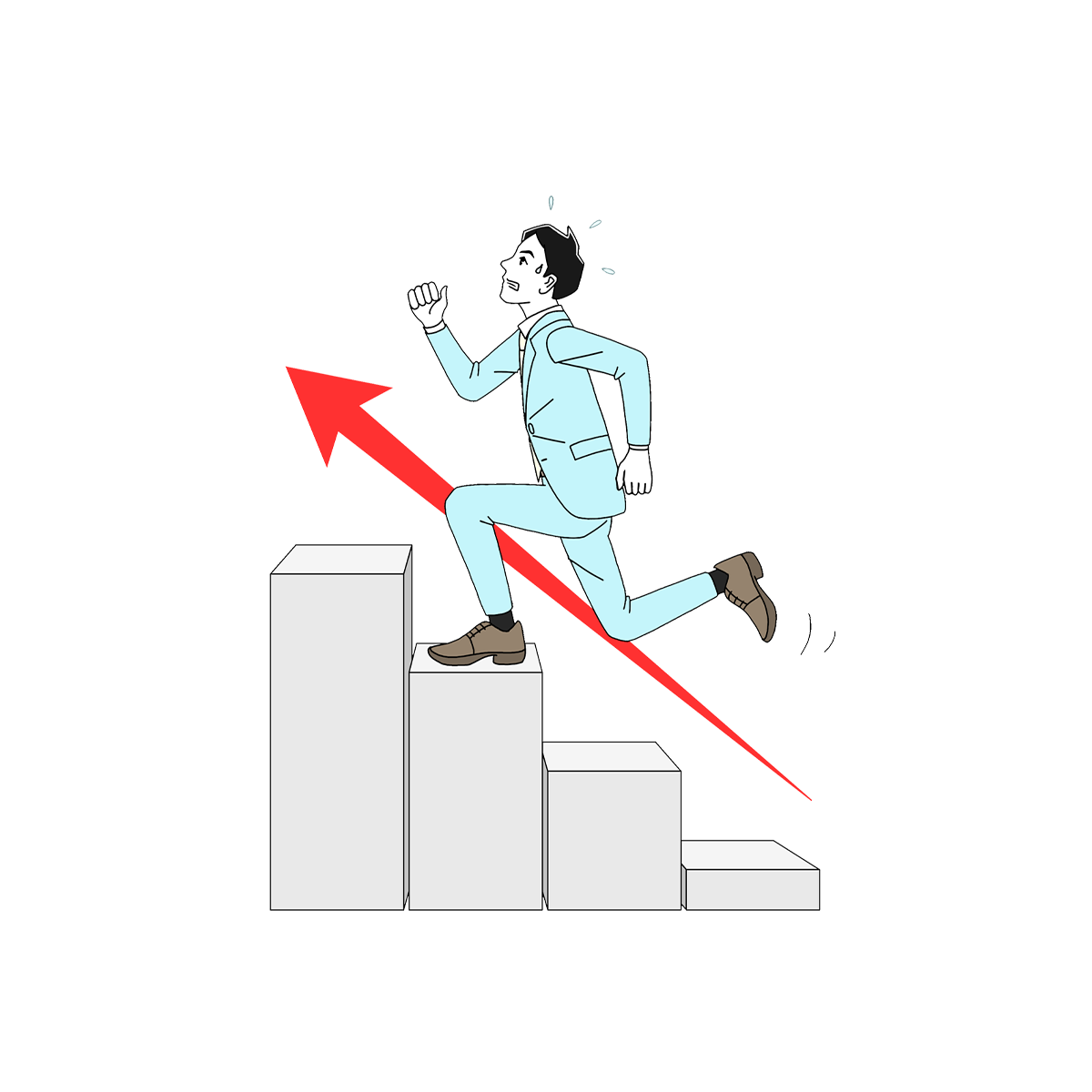 階段を駆け上がる男のイメージ
